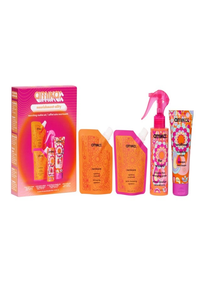 amika nourishment-ality nourishing routine set | gift set for soft hair, TSA travel approved - Image 1